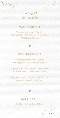 Communie Menu Daphne   Mooie gouden tekst Achterkant