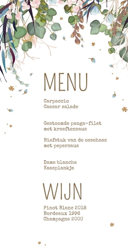 Communie Menu Jade   Gouden vijfhoek Achterkant