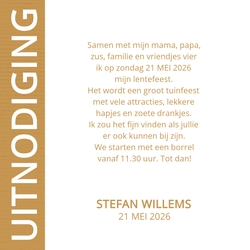 Communie Uitnodiging Stefan   Typografisch Design Achterkant