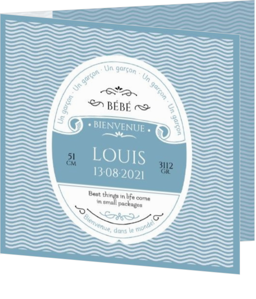 Faire-part de naissance - Mini Tonic bleu AVA3019F