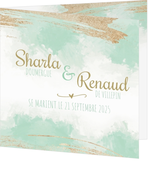 Carte de mariage - Menthe aquarrelle