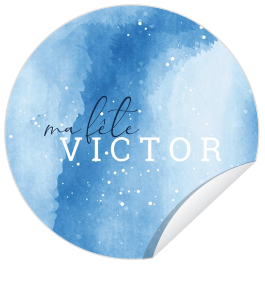 Communion Autocollant Victor - Aquarelle bleue