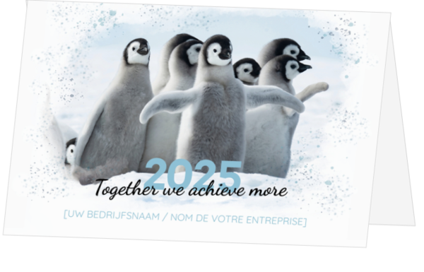 Kerstkaart - Team met pinguïns