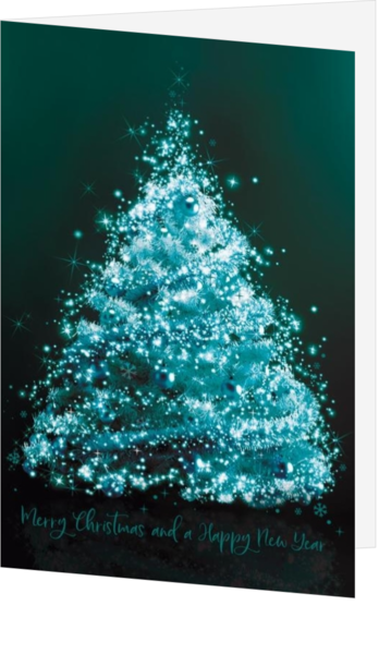 Kerstkaart - Sprookjesachtige turquoise kerstboom