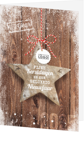 Kerstkaart - Ster op houten achtergrond