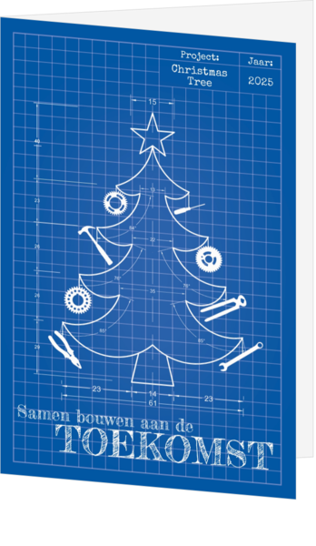 Kerstkaart - Blueprint kerstboom