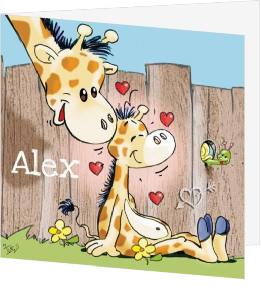 Carte de naissance Alex - Bébé girafe