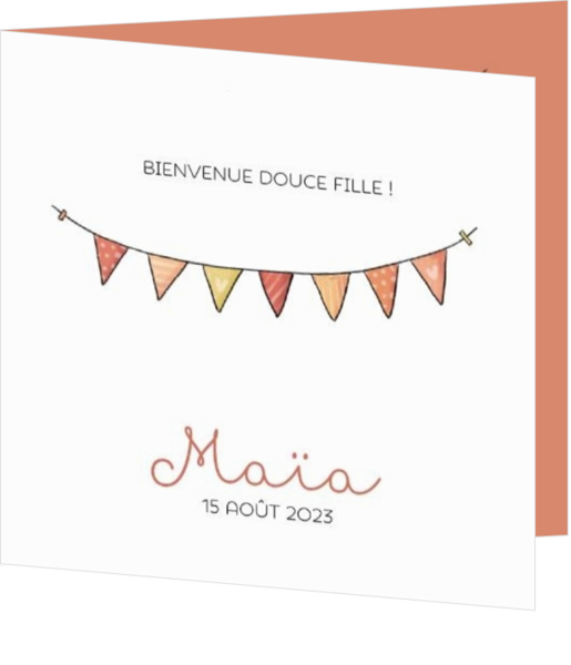 Faire-part de naissance Maïa - Ligne de drapeau