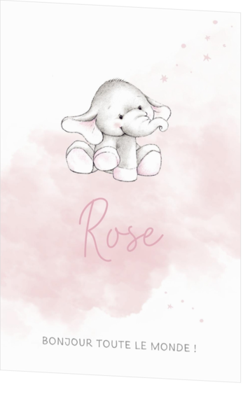 Faire-part de naissance Rose - Petit éléphant