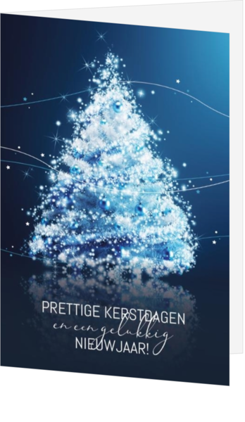 Kerstkaart - Sierlijke  kerstboom blauw