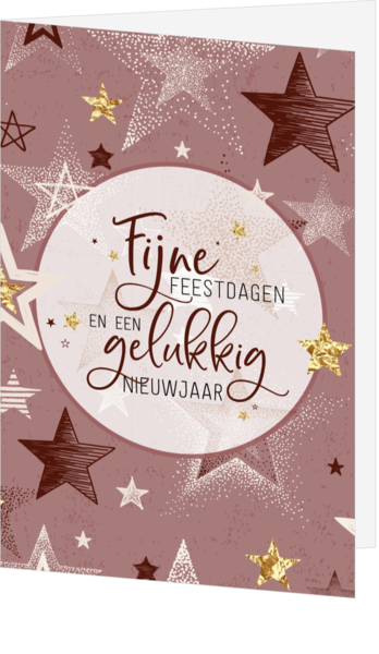 Kerstkaart - Gouden glitter sterren