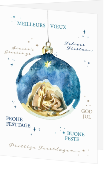 Kerstkaart - Religieuze Kerstbal