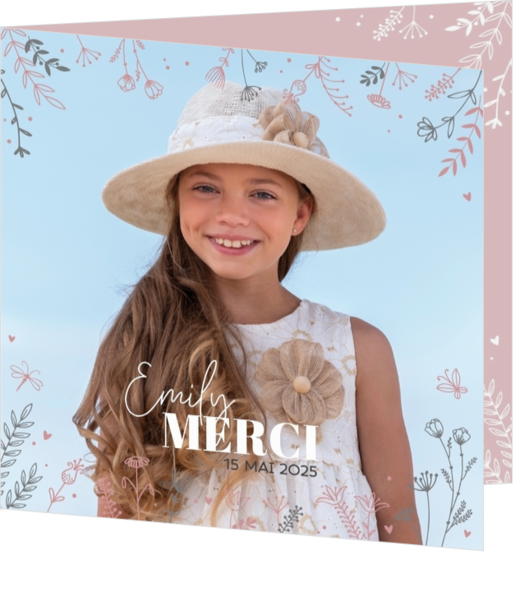 Porte-photo de communion Emily - Bordure florale