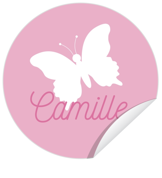 Communion autocollant Camille - Papillons