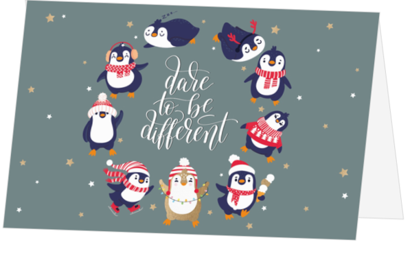 Kerstkaart - Vrolijke pinguïns