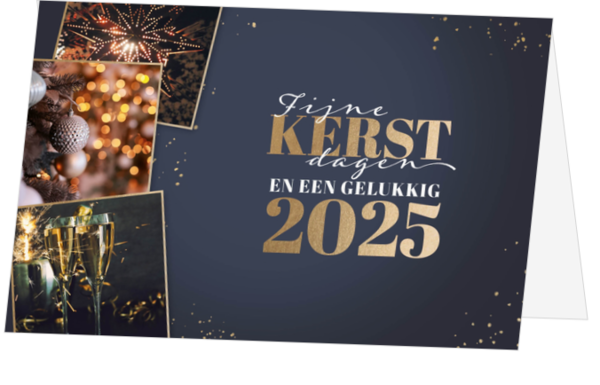 Kerstkaart - Goud en blauw