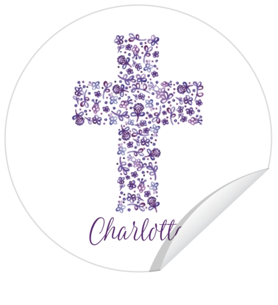 Communion autocollant Charlotte - Croix violet