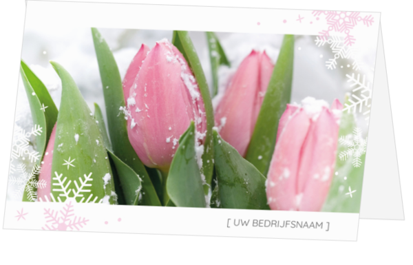 Kerstkaart - Tulpen in de sneeuw