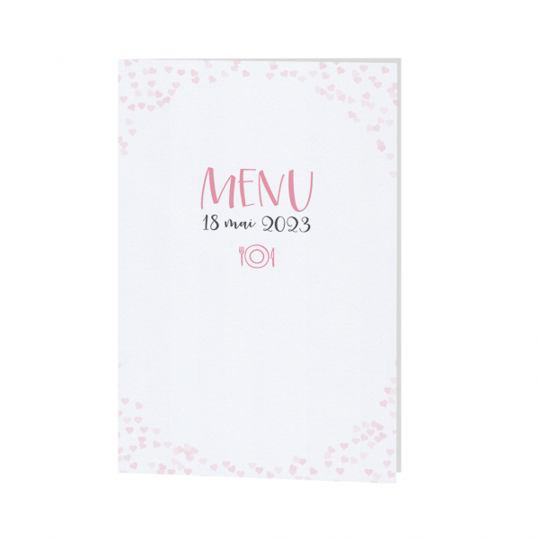 Menu - Cœurs dispersés rose