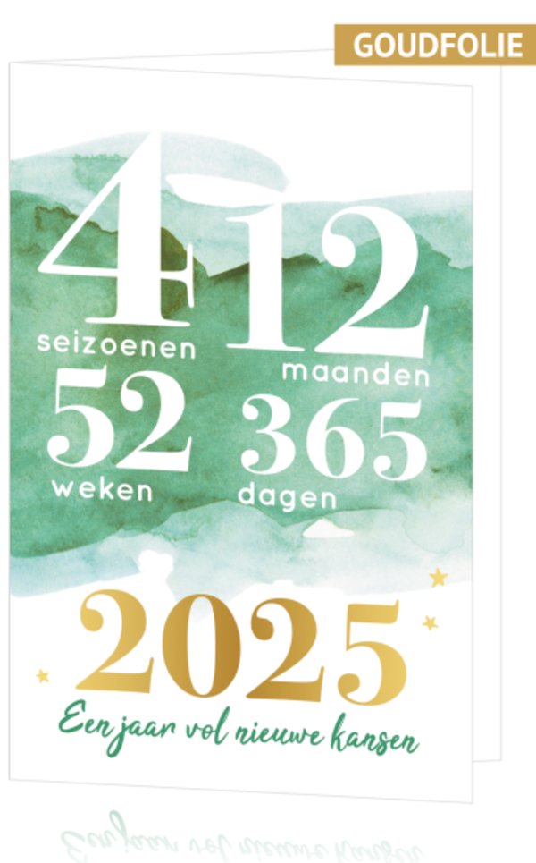 Huwelijkskaart - Trendy groen en goud