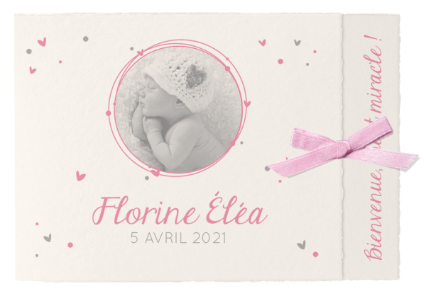 Faire-part de naissance Florine - Classique avec ruban