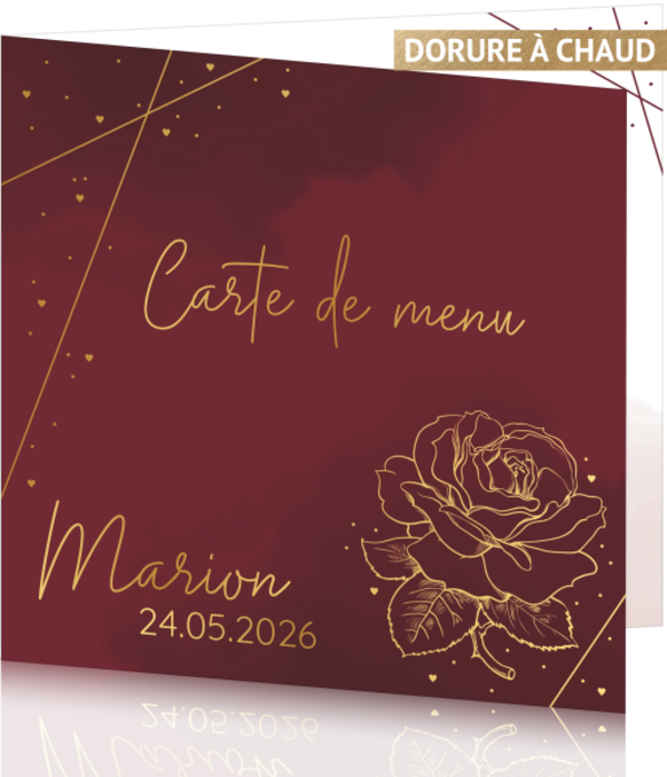 Communion Menu Marion - Dessin au trait rose