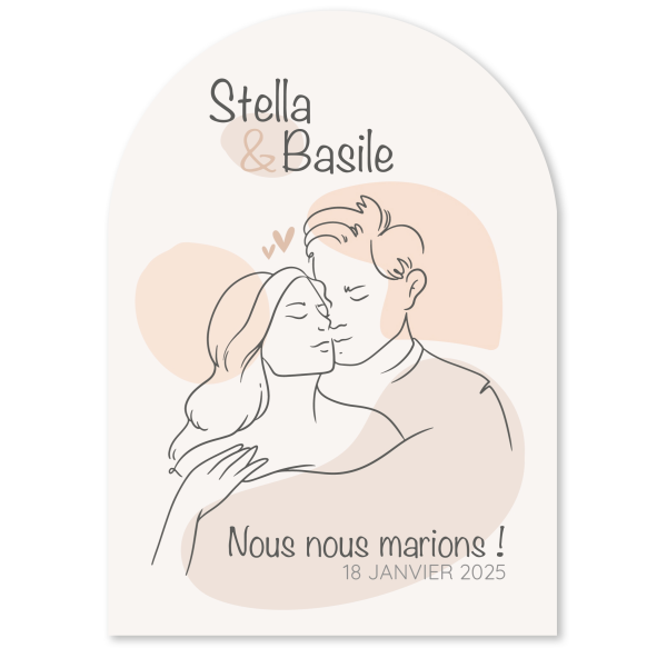 Faire-part de mariage - Dessin au trait couple