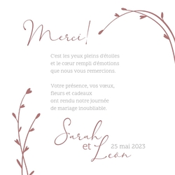 Carte de remerciement   Coeur de branches Verso