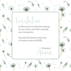 Communion Invitation Anna    Dent de lion Menthe Verso