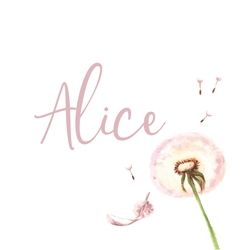 Communion Etiquette cadeau Alice   Pandelions Rose Recto