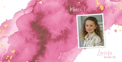 Communion porte photo Louise   Aquarelle rose Verso/Recto