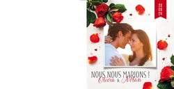 Faire part de mariage   Roses rouges Verso/Recto