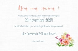 Save the Date   Carte florale Verso