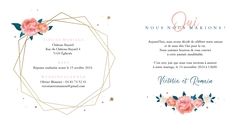 Faire part de mariage   Fleurs aquarelles avec cadre Intérieur