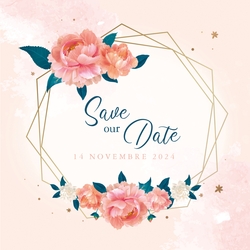 Save the Date   Fleurs aquarelles avec cadre Recto