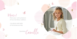 Porte photo de communion Camille   Cercles et papillons Verso