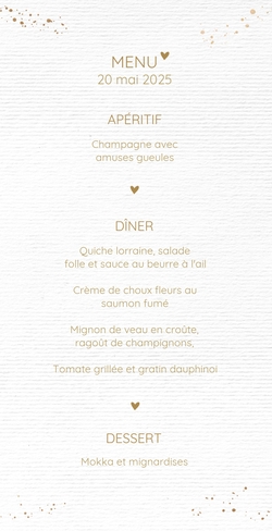 Communion Menu Claire   Texte en or Verso