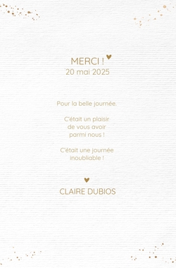 Porte photo de communion Claire   Texte en or Verso