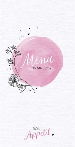 Menu de communion Elise   Dessin au trait fleur Recto