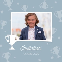 Communion Invitation Victor   Coupe avec étoiles Recto