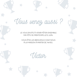 Communion Invitation Victor   Coupe avec étoiles Verso