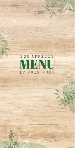 Menu de communion Jules   Branches sur bois Recto