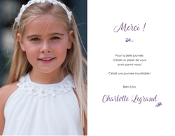 Porte photo de communion Charlotte   Croix violet Intérieur