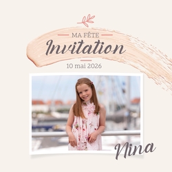 Communion Invitation Nina   Coup de pinceau à peinture Recto