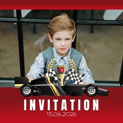 Communion Invitation Aaron   Automobile de course Recto