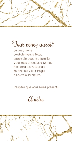 Communion Invitation Amélie   Marbré/doré Verso