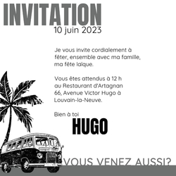 Communion Invitation Hugo   Camionette VW Verso