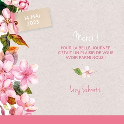 Communion porte photo Lizy   Fleurs roses Verso