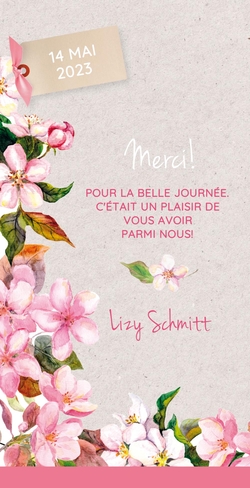 Communion porte photo Lizy   Fleurs roses Verso