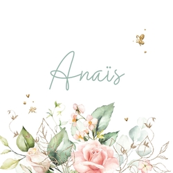 Communion Etiquette cadeau Anaïs   Fleurs aux accents dorés Recto